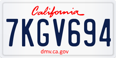 CA license plate 7KGV694