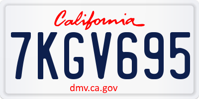 CA license plate 7KGV695