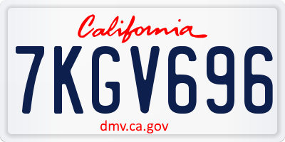 CA license plate 7KGV696