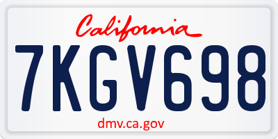 CA license plate 7KGV698