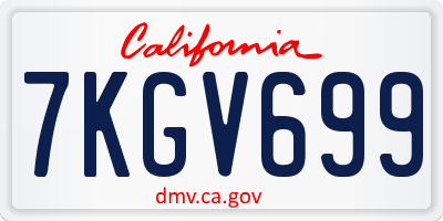 CA license plate 7KGV699