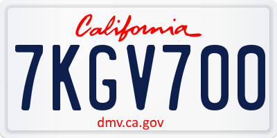 CA license plate 7KGV700