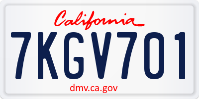 CA license plate 7KGV701
