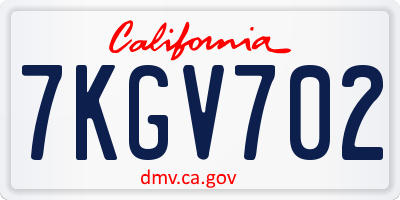 CA license plate 7KGV702