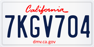 CA license plate 7KGV704