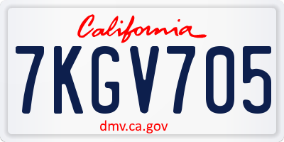 CA license plate 7KGV705