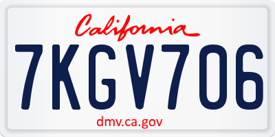 CA license plate 7KGV706