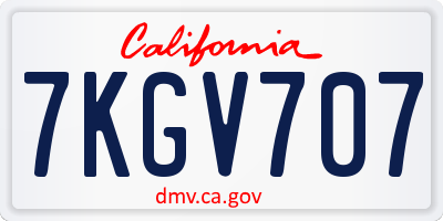 CA license plate 7KGV707