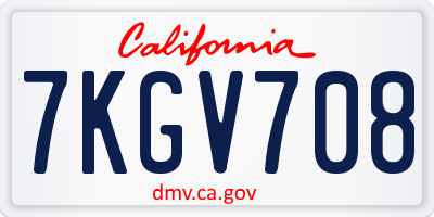 CA license plate 7KGV708