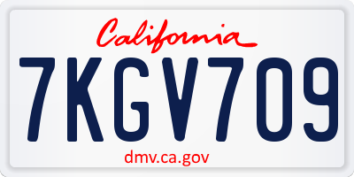 CA license plate 7KGV709