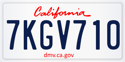 CA license plate 7KGV710