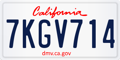 CA license plate 7KGV714