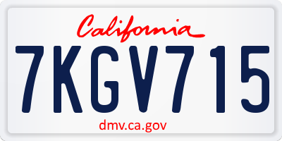 CA license plate 7KGV715