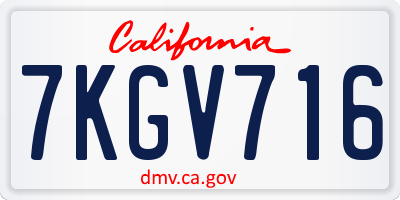 CA license plate 7KGV716