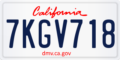 CA license plate 7KGV718