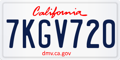 CA license plate 7KGV720