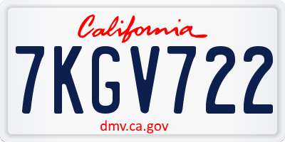 CA license plate 7KGV722