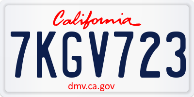 CA license plate 7KGV723