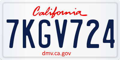 CA license plate 7KGV724