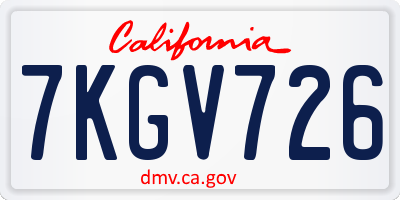 CA license plate 7KGV726