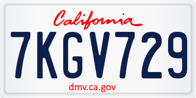 CA license plate 7KGV729