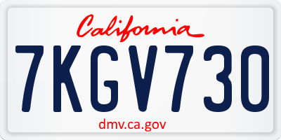 CA license plate 7KGV730