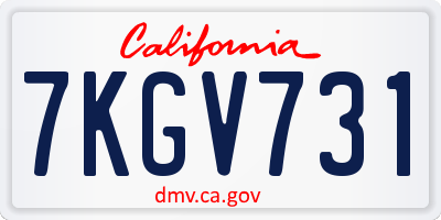 CA license plate 7KGV731