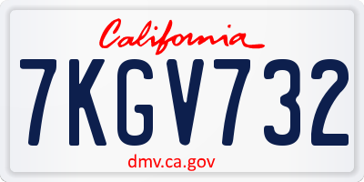 CA license plate 7KGV732