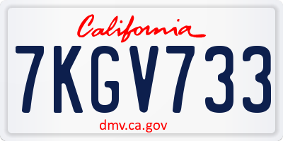CA license plate 7KGV733