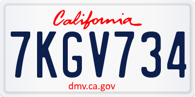 CA license plate 7KGV734