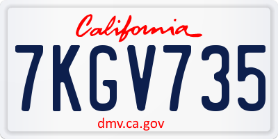 CA license plate 7KGV735
