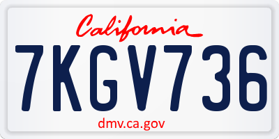 CA license plate 7KGV736