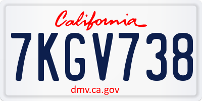 CA license plate 7KGV738