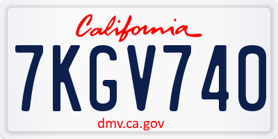 CA license plate 7KGV740