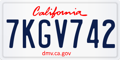 CA license plate 7KGV742