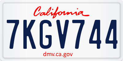 CA license plate 7KGV744
