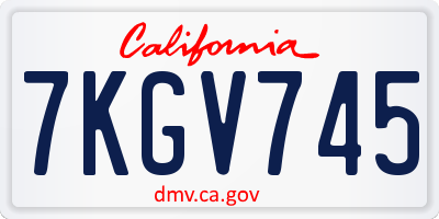 CA license plate 7KGV745