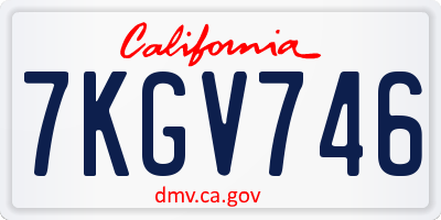 CA license plate 7KGV746