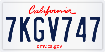 CA license plate 7KGV747