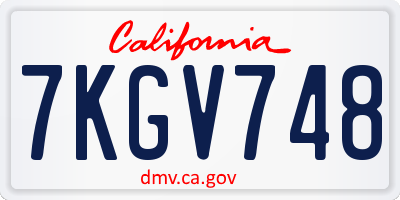 CA license plate 7KGV748