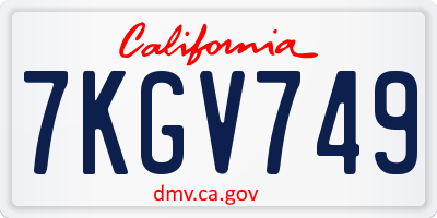 CA license plate 7KGV749