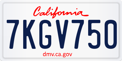 CA license plate 7KGV750