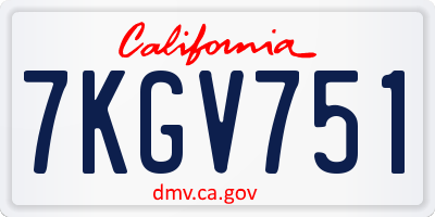 CA license plate 7KGV751