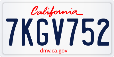 CA license plate 7KGV752