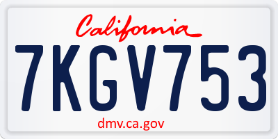 CA license plate 7KGV753