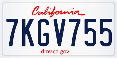 CA license plate 7KGV755
