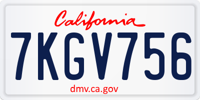 CA license plate 7KGV756