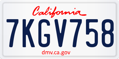 CA license plate 7KGV758