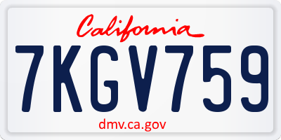 CA license plate 7KGV759