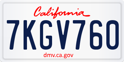 CA license plate 7KGV760